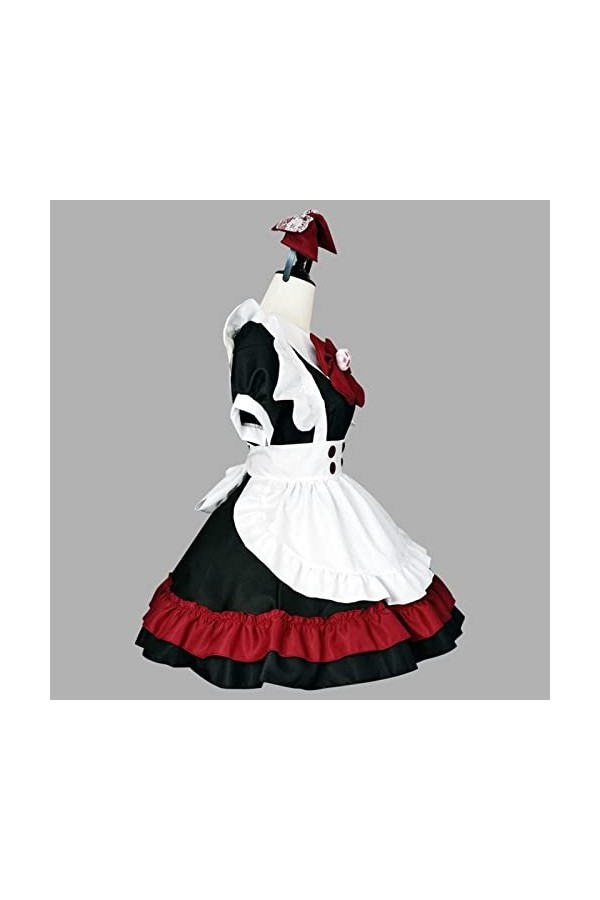ASRX Halloween Cosplay Maid Costumes Femmes Noir Rouge&nbsp;Show Little Evil Maid Role Play Tenues Sexy Lingerie Robe-Noir, XXXL