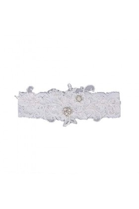 Saturey Femmes Sexy Faux Perle Strass Dentelle Floral Jambe De Mariage Jarretière Cuisse Anneau Ceinture Jarretières for La M