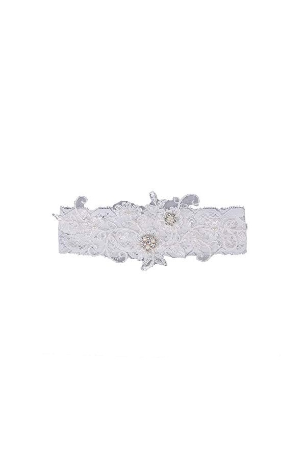 Saturey Femmes Sexy Faux Perle Strass Dentelle Floral Jambe De Mariage Jarretière Cuisse Anneau Ceinture Jarretières for La M