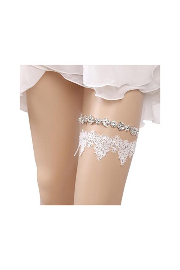 COLIFAS pièces de Mariage Porte-Jarretelles Noeud Papillon Dentelle Jambe Anneau Blanc Sexy Cadeau pour Femme Femme mariée C