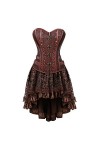 KHDFYER Sexy Lingerie for Sex Femmes Steampunk Gothic Overbust Corset Dress Brocade Lace Up Corsets Et Bustiers avec Jupe Lay
