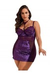 Floerns Womens Plus Size Sexy Lace V Neck Harness Sheer Mesh Lingerie Dress