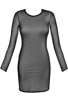 Axami Mini robe transparente en tulle flexible, Noir , XL