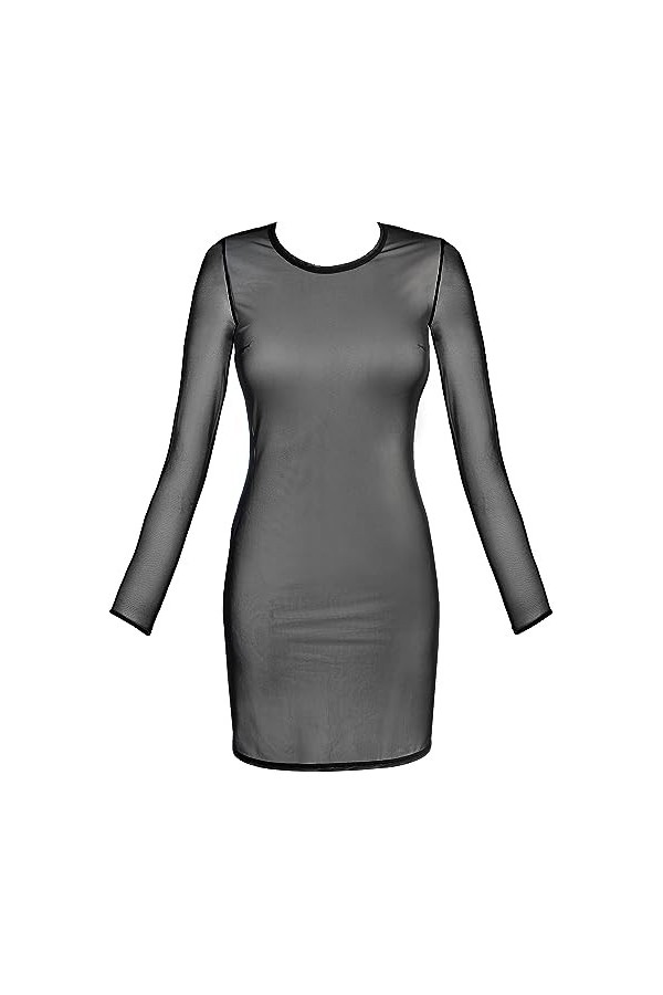 Axami Mini robe transparente en tulle flexible, Noir , XL