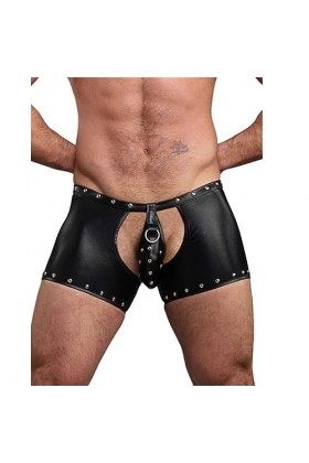 JYDQM Et Après Les Rivets Cuir des Modèles De Lingerie Sexy PVC Hommes en Cuir Verni Creux Pantalon en Cuir Serré Regard Humi