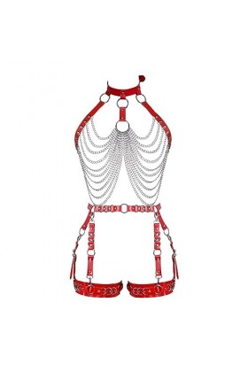 Femmes Body bandoulière en Cuir Soutien - Gorge élégant Corps évidé Cage Garter Set Punk Gothique Halloween Carnaval Dance Co