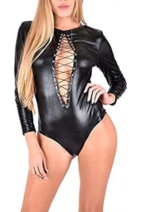 Femmes Lingerie Sexy Body En Cuir Verni Costumes De Justaucorps Érotiques,Noir,XX-Grand