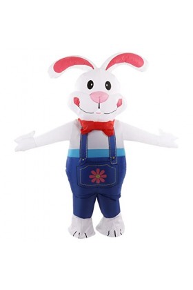 Changor Lapin Gonflable de Pâques, Costume de Lapin Gonflable en Tissu Polyester 190T Imperméable Confortable à Porter Léger 