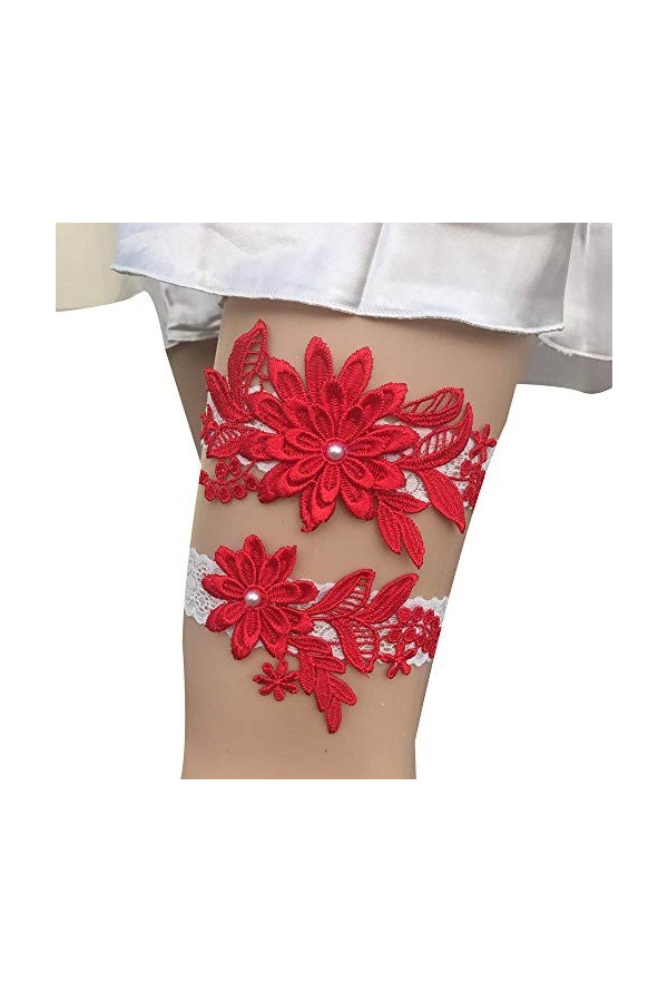 Ensemble Porte-Jarretelles en Dentelle, Jambes en Dentelle Bleue avec jarretière élastique-Beige, jarretières pour jarretière