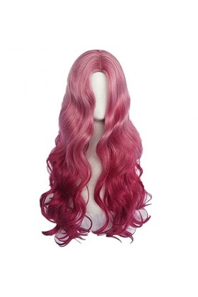 DUNEL Wig For Women Long Body Wave Wigs for Women Ombre Rosered Middle Part Hairline Party Costume Cosplay Wig Charming for P