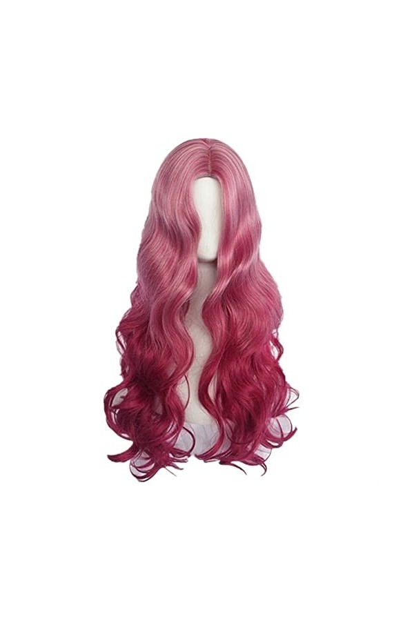 DUNEL Wig For Women Long Body Wave Wigs for Women Ombre Rosered Middle Part Hairline Party Costume Cosplay Wig Charming for P