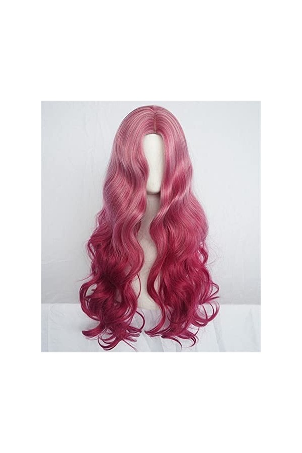 DUNEL Wig For Women Long Body Wave Wigs for Women Ombre Rosered Middle Part Hairline Party Costume Cosplay Wig Charming for P