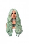 DUNEL Wig For Women Long Body Wave Wigs for Women Mint Green Middle Part Hairline Halloween Party Costume Cosplay Wig Fashion