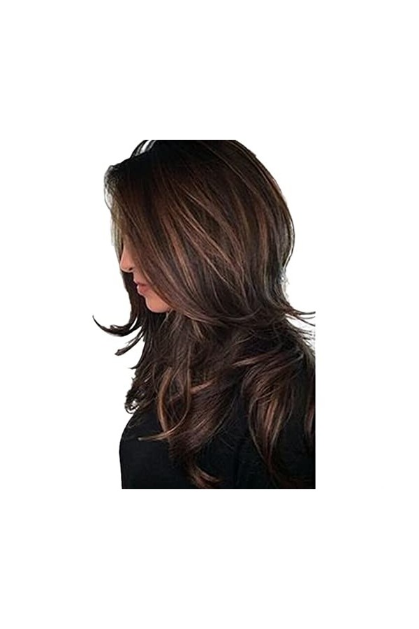 DUNEL Wigs Hair For Women Shoulder Length Body Wave Wigs With Side Bangs Fluffy Golden Mixed Brown Costume Cosplay Wig Perfec