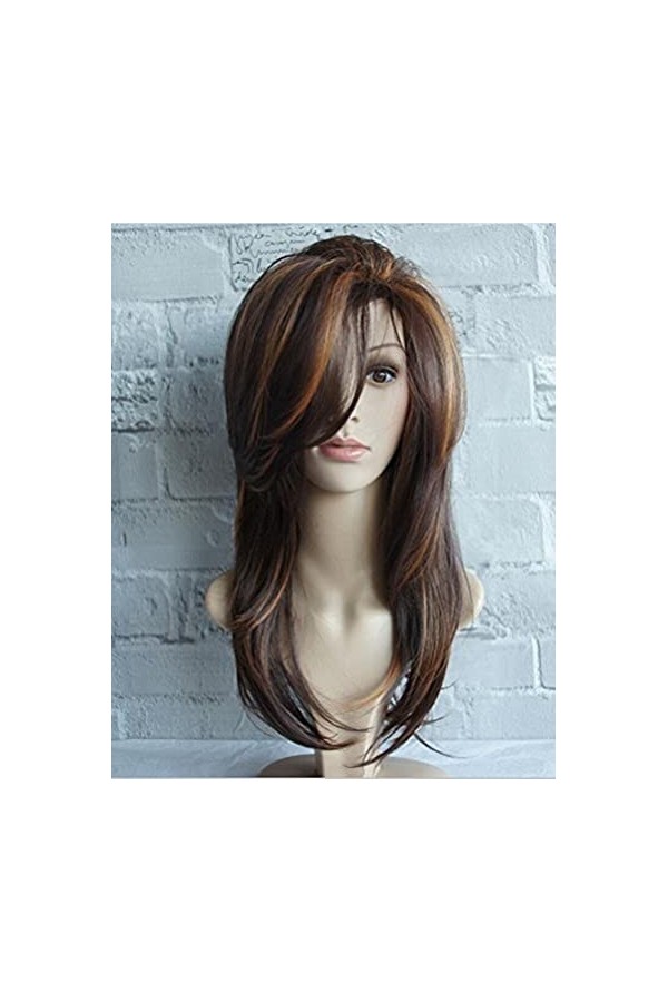 DUNEL Wigs Hair For Women Shoulder Length Body Wave Wigs With Side Bangs Fluffy Golden Mixed Brown Costume Cosplay Wig Perfec