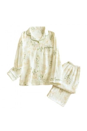 REHJJDFD Pyjama dautomne à manches longues en coton pour femme, Xiancao, L