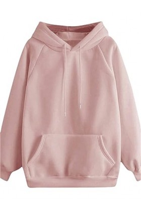 Pull À Capuche De Couleur Unie Printemps Et Automne Style Coréen Ample Et Polaire Épaissi Haut À Manches Longues