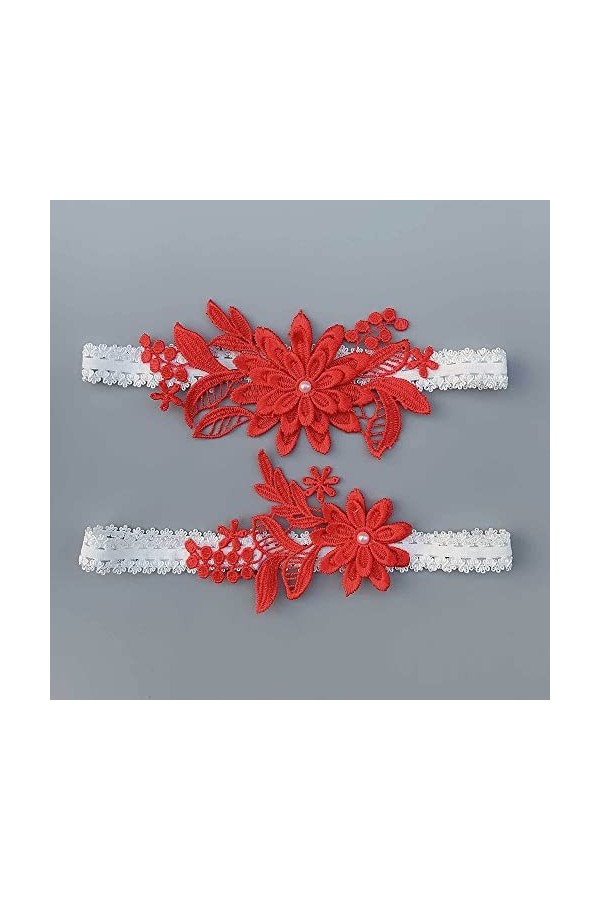 NOGRAX WXYNHHD Mariage Élastique Jarretière Fleur Perle Sexy Jarretières Femmes Mariée Cuisse Anneau De Mariée Dentelle Jambe