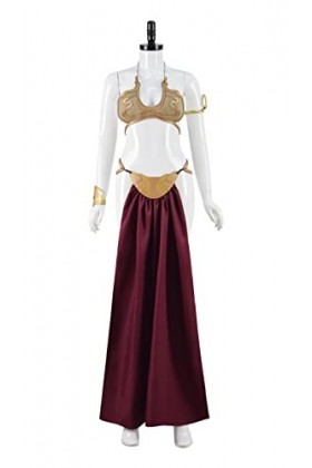Forwacos Costume de princesse Leia pour femme - Robe sexy - Bikini doré - Tenues pour Halloween rouge, taille XS 