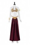 Forwacos Costume de princesse Leia pour femme - Robe sexy - Bikini doré - Tenues pour Halloween rouge, taille XS 