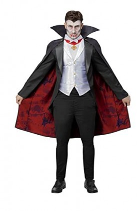 Smiffys 51627 Costume universel de monstres Dracula pour homme, noir, blanc et rouge, taille M 96,5-101,6 cm
