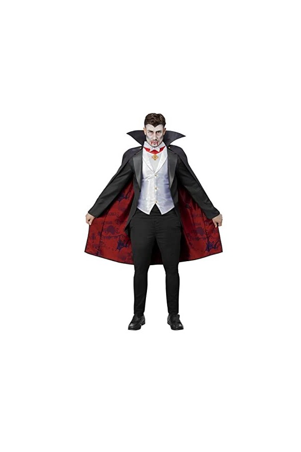 Smiffys 51627 Costume universel de monstres Dracula pour homme, noir, blanc et rouge, taille M 96,5-101,6 cm