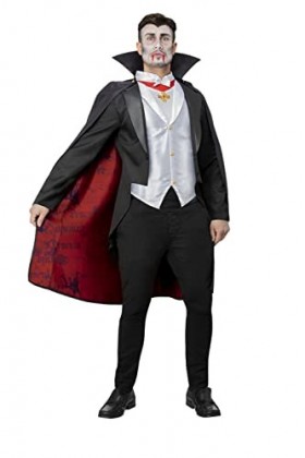 Smiffys 51627 Costume universel de monstres Dracula pour homme, noir, blanc et rouge, taille M 96,5-101,6 cm