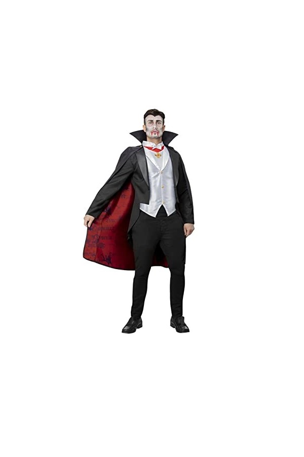 Smiffys 51627 Costume universel de monstres Dracula pour homme, noir, blanc et rouge, taille M 96,5-101,6 cm