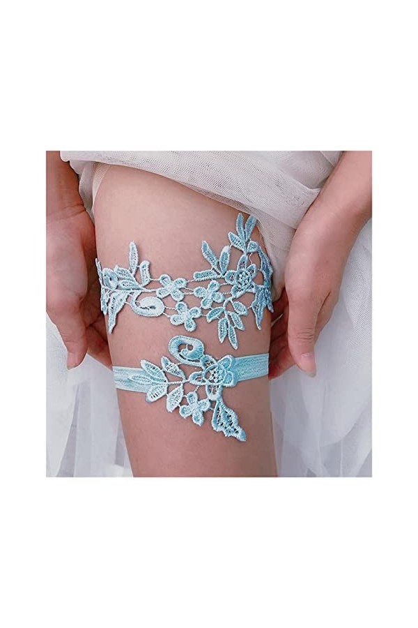 Lot de 2 dames nœud papillon boucle de jambe sexy porte-jarretelles mariage nuptiale cuisse boucle bas ceinture couleur : bl