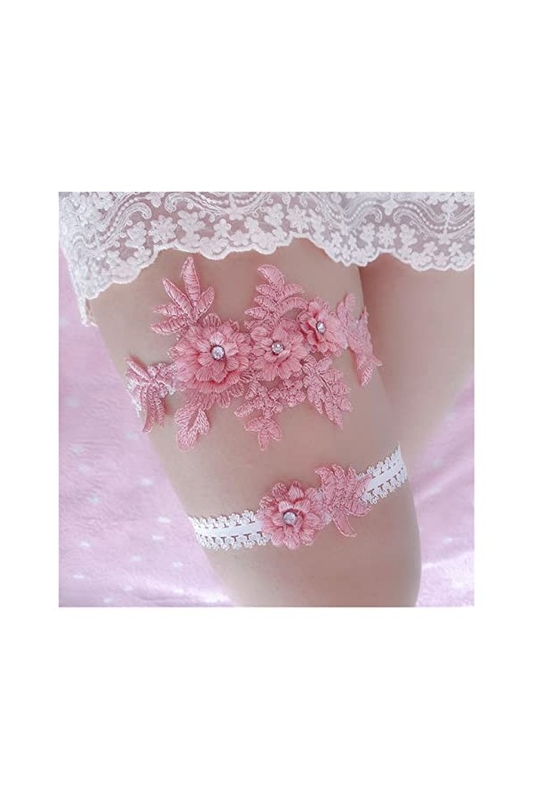 Lot de 2 dames nœud papillon boucle de jambe sexy porte-jarretelles mariage nuptiale cuisse boucle bas ceinture couleur : bl