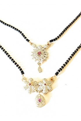 Short Mangalsutra Combo de 45,7 cm pour un usage quotidien pour femme par Indian Collectible, Pas de gemme