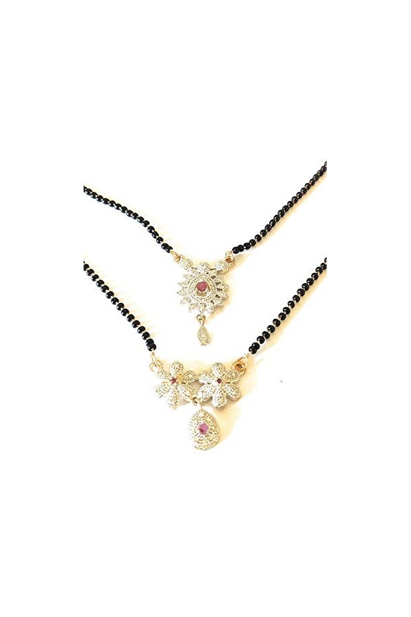 Short Mangalsutra Combo de 45,7 cm pour un usage quotidien pour femme par Indian Collectible, Pas de gemme