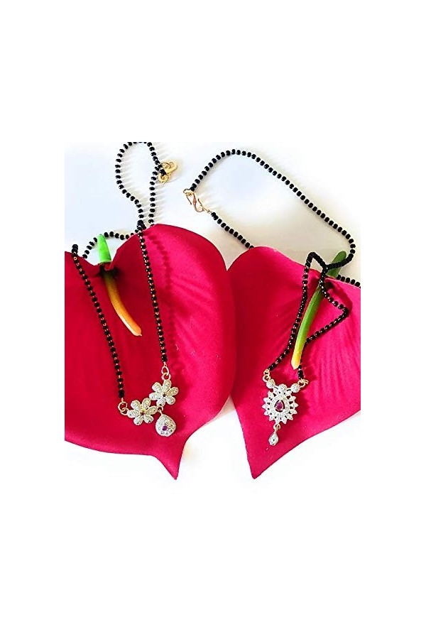 Short Mangalsutra Combo de 45,7 cm pour un usage quotidien pour femme par Indian Collectible, Pas de gemme