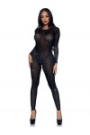 Leg Avenue - Sheer rhinestone catsuit Déguisement, XS Le Noir 
