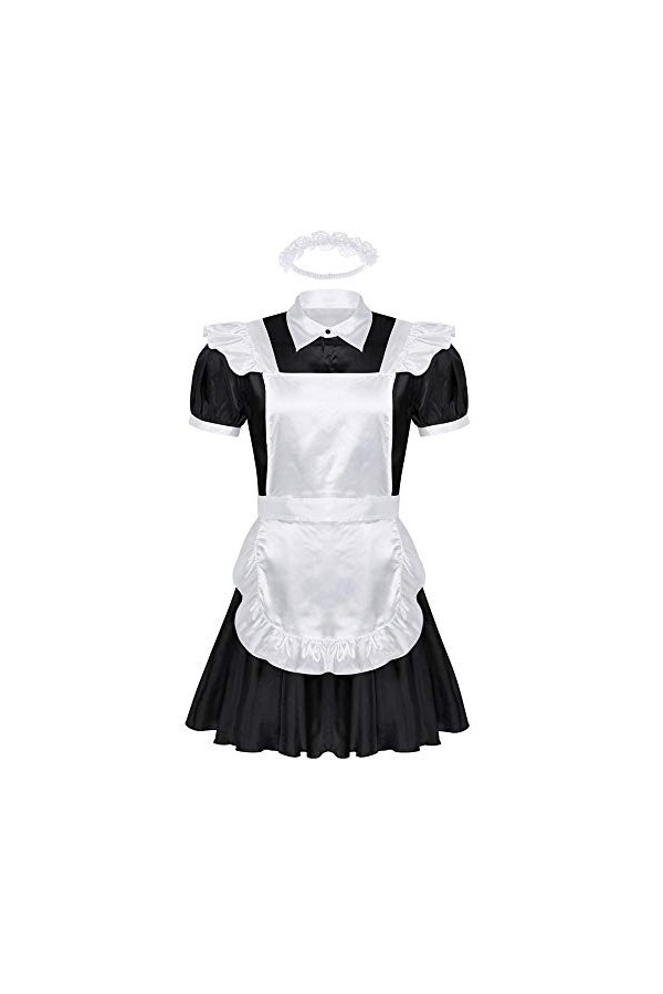 GWSFQ Ensembles De Lingerie Hommes Femme De Chambre Érotique Cosplay Costume Tenues Col Rabattu Manches Bouffantes Déguisemen