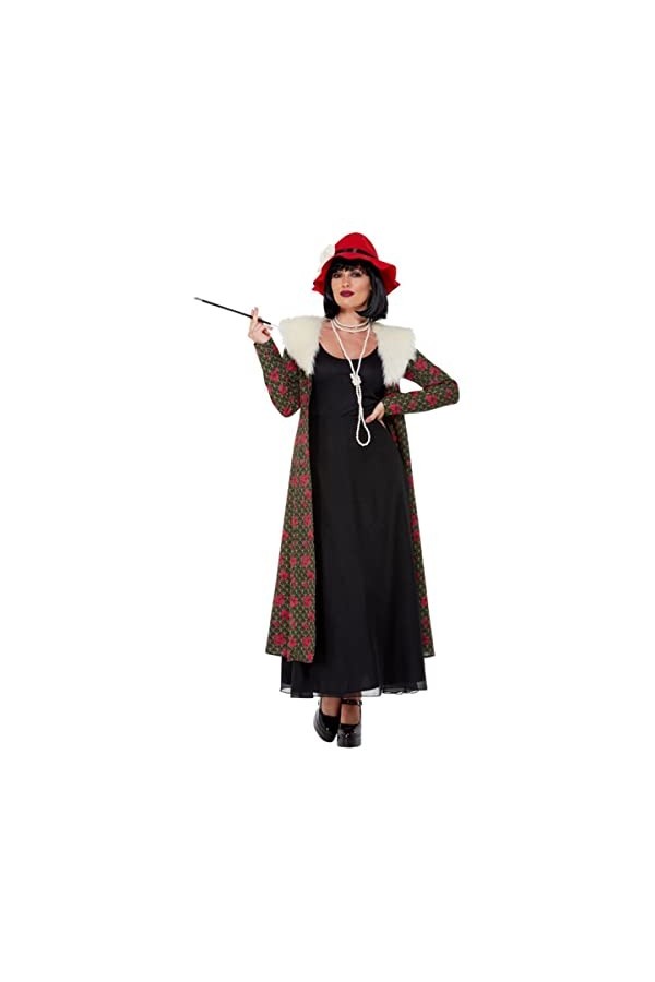 20s Gangster Moll Kit, Red, Overcoat & Hat S 