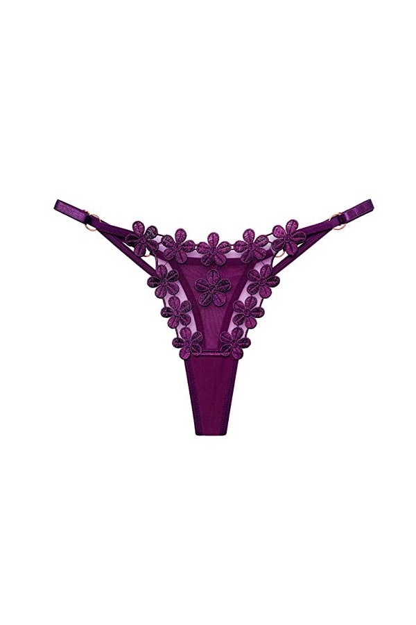 Rotyroya Culotte respirante de protection lavable sexy en maille transparente en dentelle pour femme, violet, taille unique