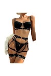 ZTIANEF LentrejambeEnsemble de Shapewear Sexy Style Fun-Punk pour Femmes, Noir, M