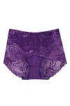 ZHINIAN Culotte taille haute en dentelle sexy transparente sans couture pour femme, violet, XXL