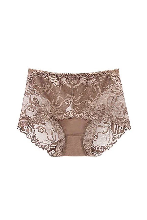 ZHINIAN Culotte taille haute en dentelle sexy transparente sans couture pour femme, violet, XXL