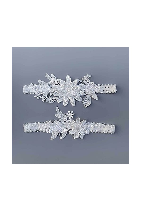 GOOFFY WXYNHHD Mariage Élastique Jarretière Fleur Perle Sexy Jarretières Femmes Mariée Cuisse Anneau De Mariée Dentelle Jambe