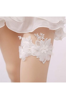  2pcs Porte-Jarretelles pour Dames Porte-Jarretelles en Dentelle Blanche Sexy Accessoires de Mariage de mariée Florale décor