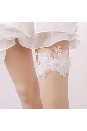  2pcs Porte-Jarretelles pour Dames Porte-Jarretelles en Dentelle Blanche Sexy Accessoires de Mariage de mariée Florale décor