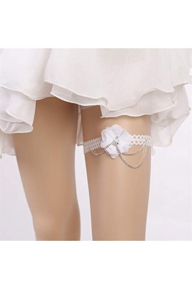  2 pièces Porte-Jarretelles pour Dames Sexy Dentelle Blanche Strass Porte-Jarretelles Accessoires de Mariage de mariée Jambe