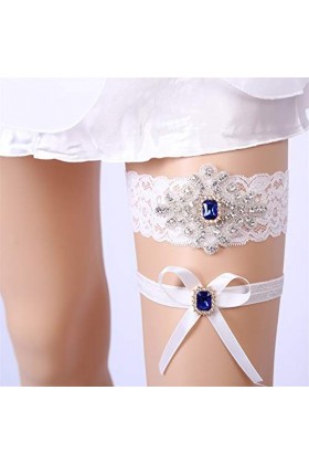  2pcs Porte-Jarretelles pour Dames Sexy Dentelle Blanche Strass Porte-Jarretelles Accessoires de Mariage de mariée Jambe déc