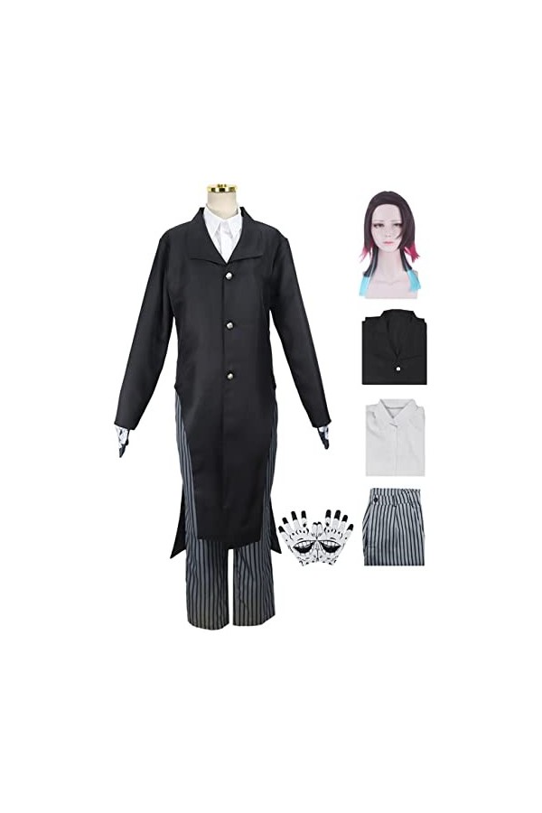 Foanja Enmu Déguisement Femme Cosplay Anime Demon Slayer Twelve Kizuki Dream Enmu Uniforme Complet Veste Chemise Pantalon et 