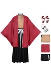 Foanja Tsugikuni Yoriichi Déguisement Homme Cosplay Demon Slayer Corps Samouraï Anime Uniforme Complet et Boucles doreilles 