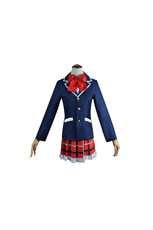 BVMPRS Takanashi Rikka Cosplay Costume Femmes JK École Uniforme Avec Des Chaussettes Cravate Jeu DHalloween,Black-XXL
