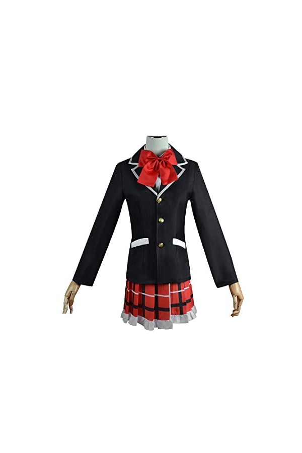 BVMPRS Takanashi Rikka Cosplay Costume Femmes JK École Uniforme Avec Des Chaussettes Cravate Jeu DHalloween,Black-XXL