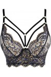Axami Demi-corset noir avec dentelle dorée et bleu, Noir , 95E